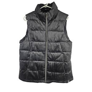 Zeroxposure Velour Black Puffer Vest‎ Women's Size Large Soft 2 Pocket